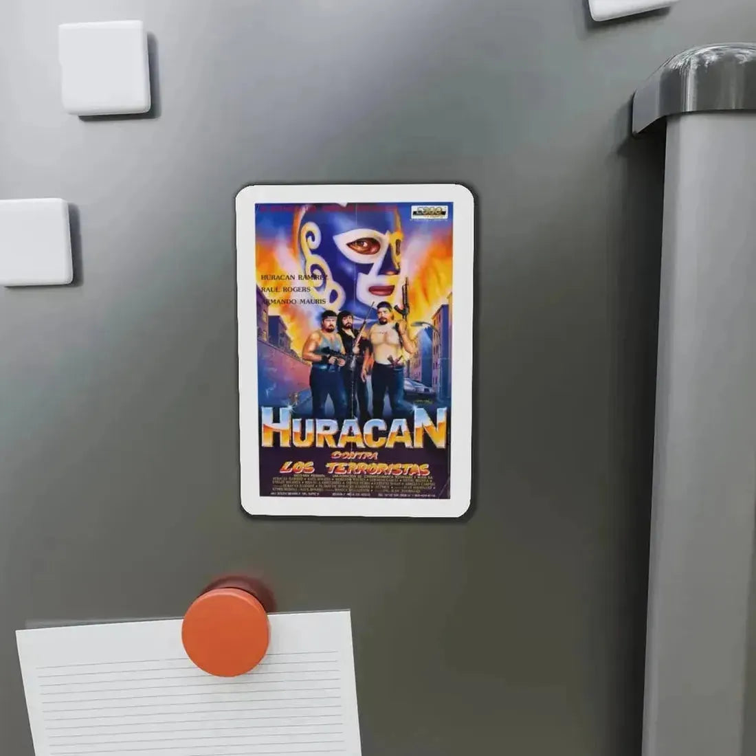 HURACAN VS THE TERRORISTS 1989 Movie Poster - Refrigerator Magnet - The Sticker Space