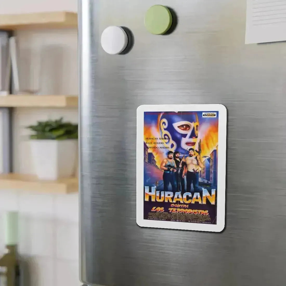 HURACAN VS THE TERRORISTS 1989 Movie Poster - Refrigerator Magnet - The Sticker Space
