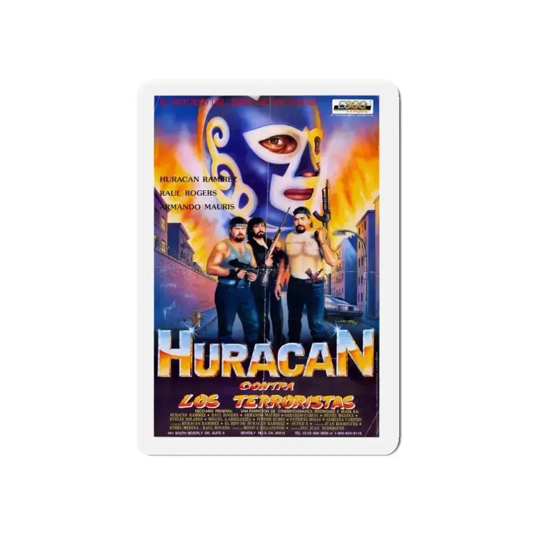 HURACAN VS THE TERRORISTS 1989 Movie Poster - Refrigerator Magnet - The Sticker Space