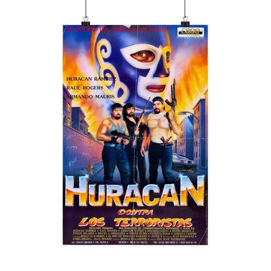 HURACAN VS THE TERRORISTS 1989 - Paper Movie Poster 12″ x 18″ Matte - The Sticker Space