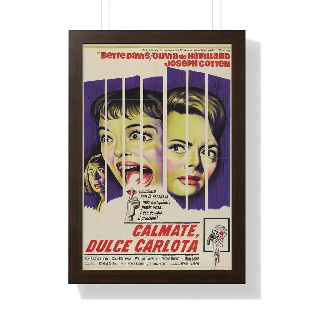 HUSH... HUSH SWEET CHARLOTTE (SPAIN) 1964 - Framed Movie Poster 16″ x 24″ Walnut - The Sticker Space