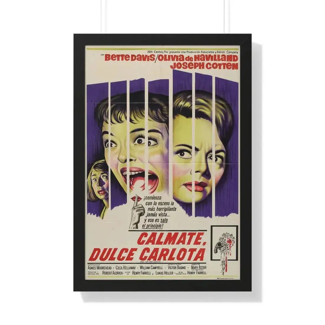 HUSH... HUSH SWEET CHARLOTTE (SPAIN) 1964 - Framed Movie Poster 20" x 30" Black - The Sticker Space
