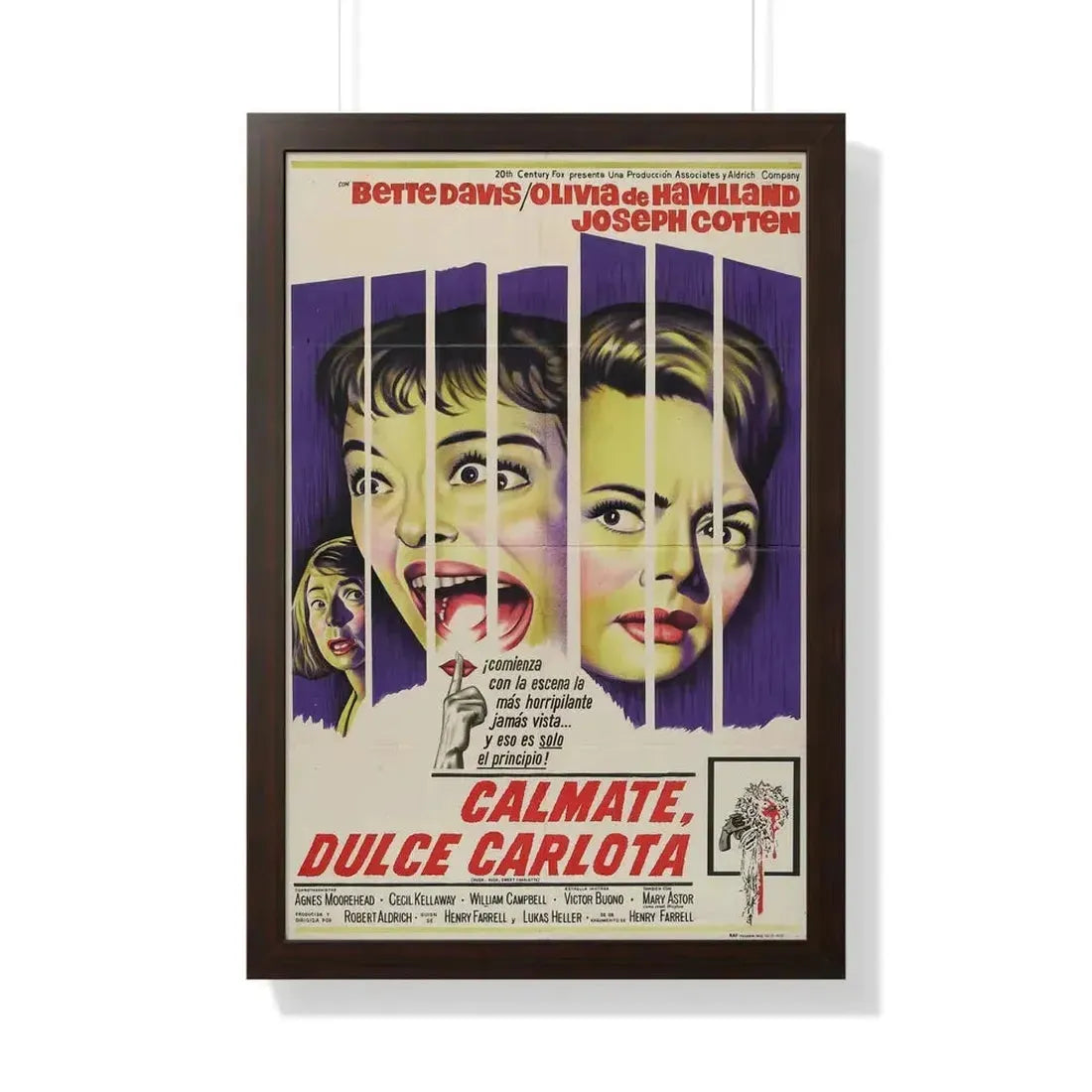 HUSH... HUSH SWEET CHARLOTTE (SPAIN) 1964 - Framed Movie Poster 20" x 30" Walnut - The Sticker Space
