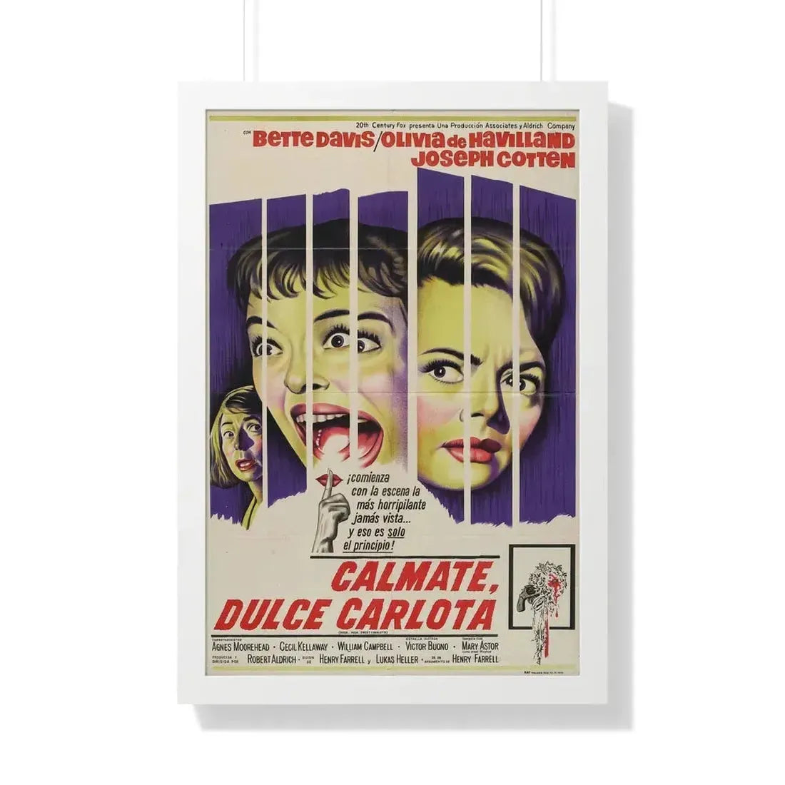 HUSH... HUSH SWEET CHARLOTTE (SPAIN) 1964 - Framed Movie Poster 20" x 30" White - The Sticker Space