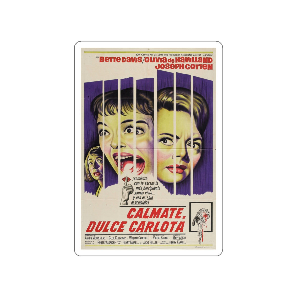 HUSH... HUSH SWEET CHARLOTTE (SPAIN) 1964 Movie Poster STICKER Vinyl Die-Cut Decal-3 Inch-The Sticker Space