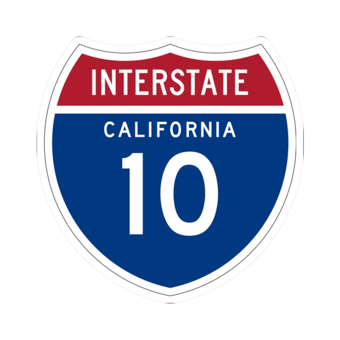 I-10 CA (California) (Road Sign) STICKER Vinyl Kiss-Cut Decal 2 Inch White - The Sticker Space