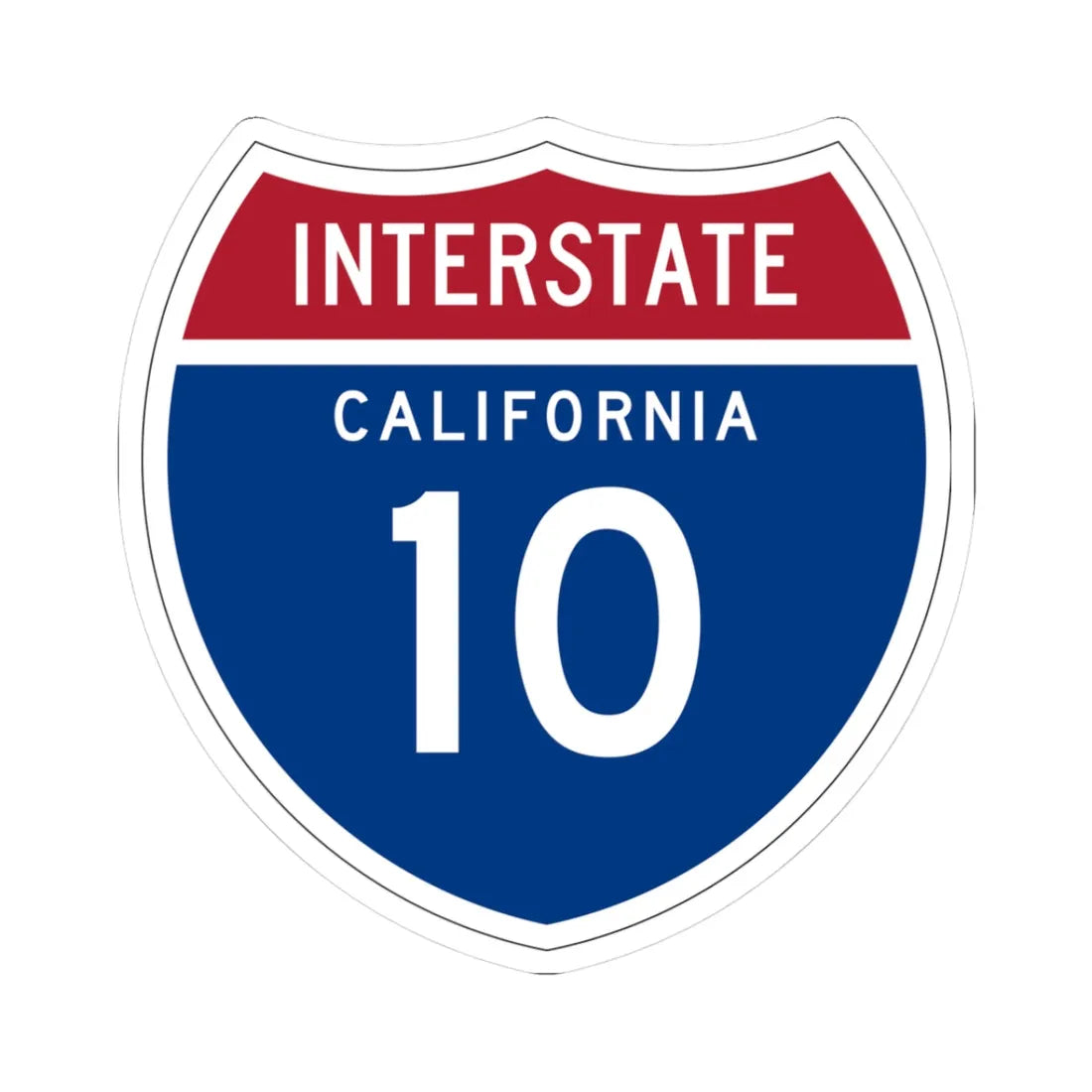 I-10 CA (California) (Road Sign) STICKER Vinyl Kiss-Cut Decal 3 Inch White - The Sticker Space