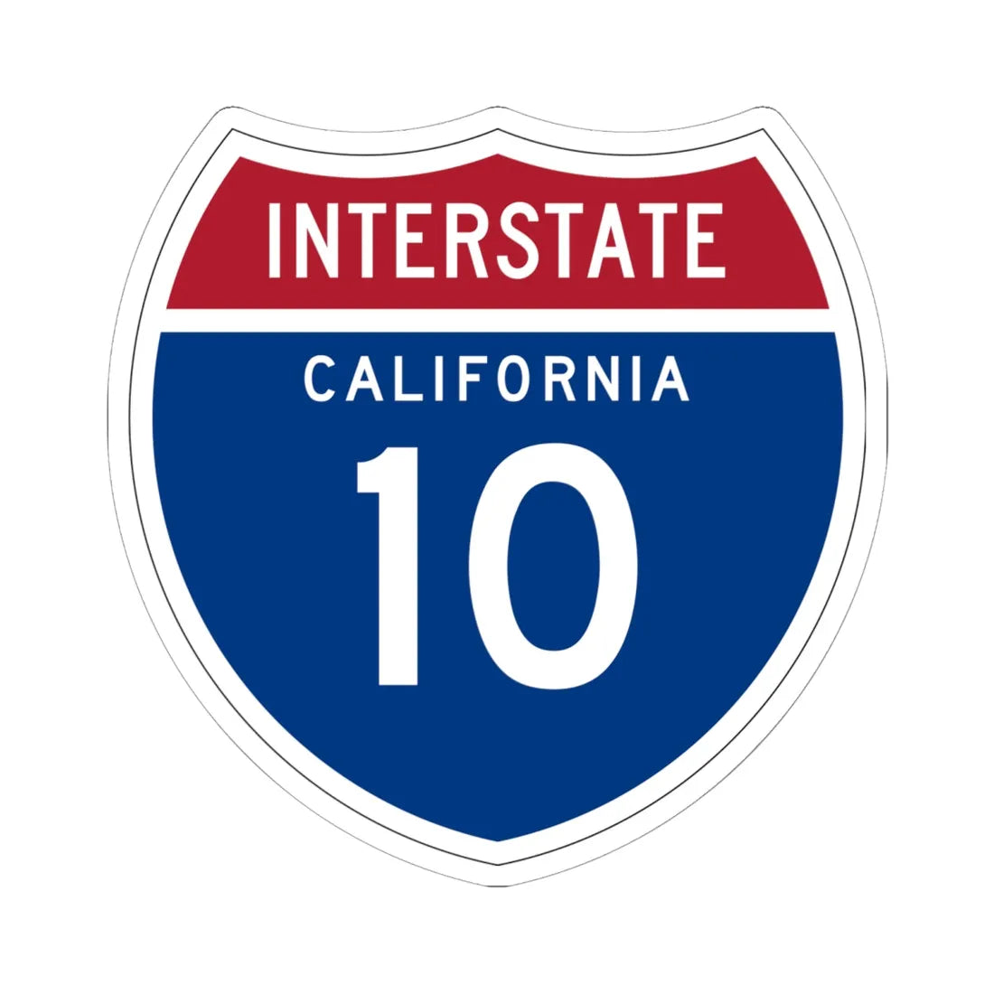 I-10 CA (California) (Road Sign) STICKER Vinyl Kiss-Cut Decal 6 Inch White - The Sticker Space