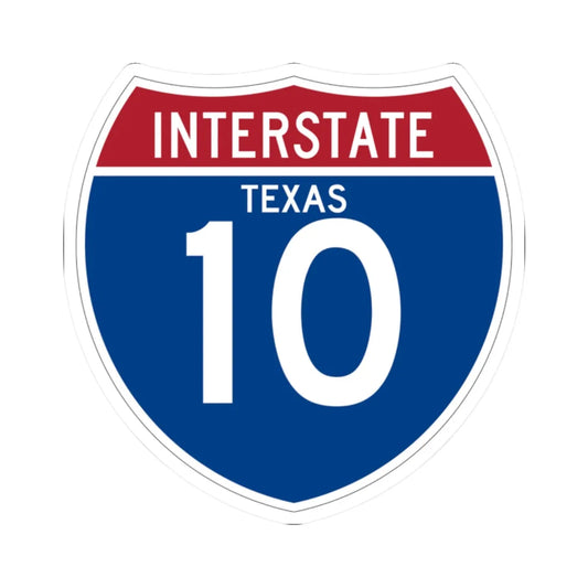 I-10 TX (Texas) (Road Sign) STICKER Vinyl Kiss-Cut Decal 2 Inch White - The Sticker Space