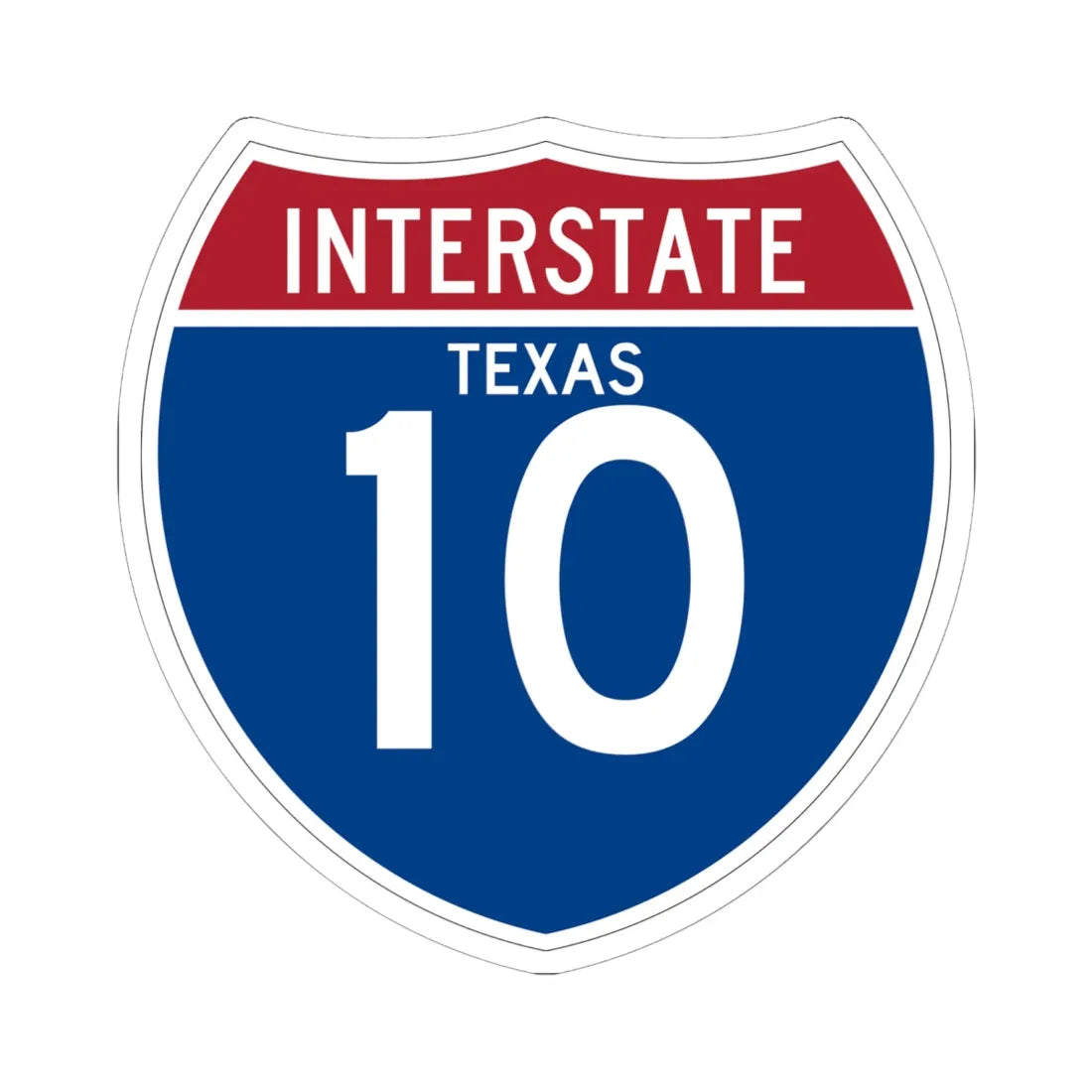 I-10 TX (Texas) (Road Sign) STICKER Vinyl Kiss-Cut Decal 6 Inch White - The Sticker Space