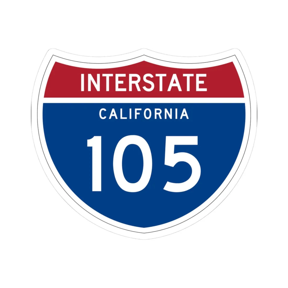 I-105 CA (California) (Road Sign) STICKER Vinyl Kiss-Cut Decal 3 Inch White - The Sticker Space