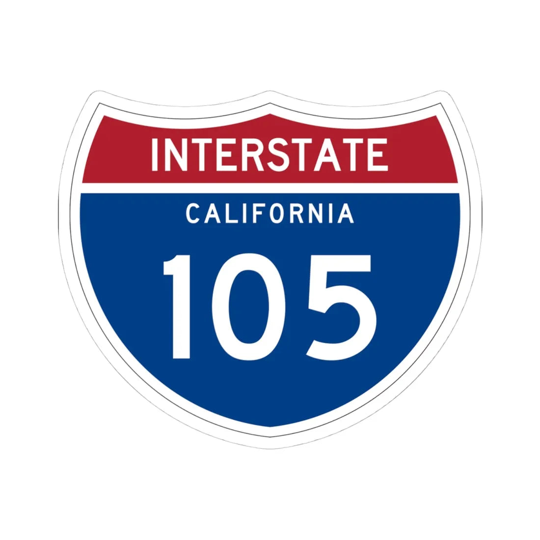 I-105 CA (California) (Road Sign) STICKER Vinyl Kiss-Cut Decal 4 Inch White - The Sticker Space