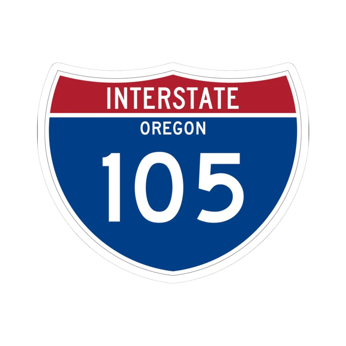 I-105 OR Metric (Oregon) (Road Sign) STICKER Vinyl Kiss-Cut Decal 3 Inch White - The Sticker Space