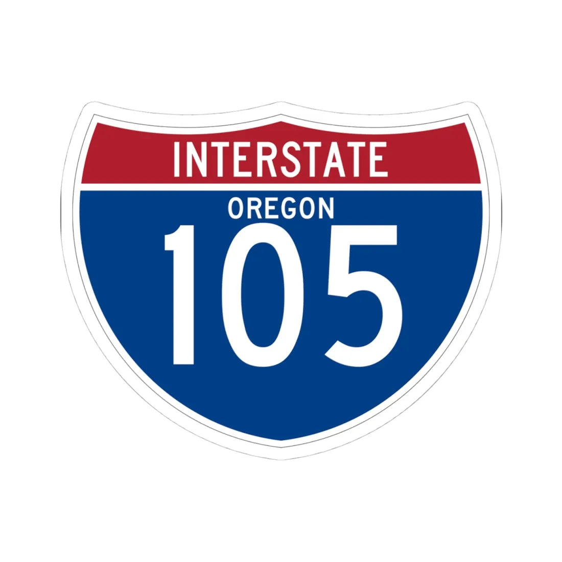 I-105 OR (Oregon) (Road Sign) STICKER Vinyl Kiss-Cut Decal 4 Inch White - The Sticker Space