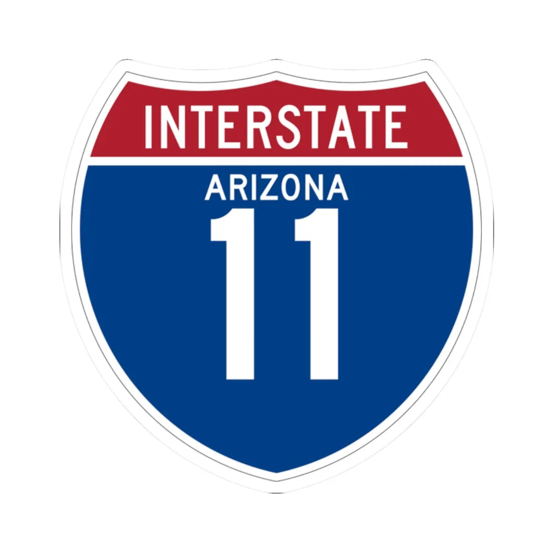 I-11 AZ (Arizona) (Road Sign) STICKER Vinyl Kiss-Cut Decal 2 Inch White - The Sticker Space