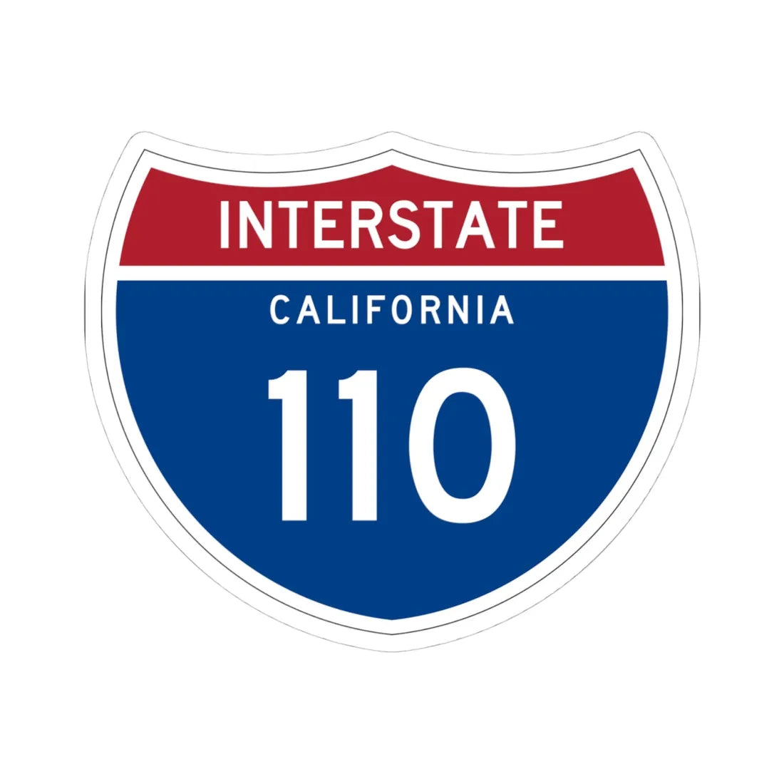 I-110 CA (California) (Road Sign) STICKER Vinyl Kiss-Cut Decal 4 Inch White - The Sticker Space