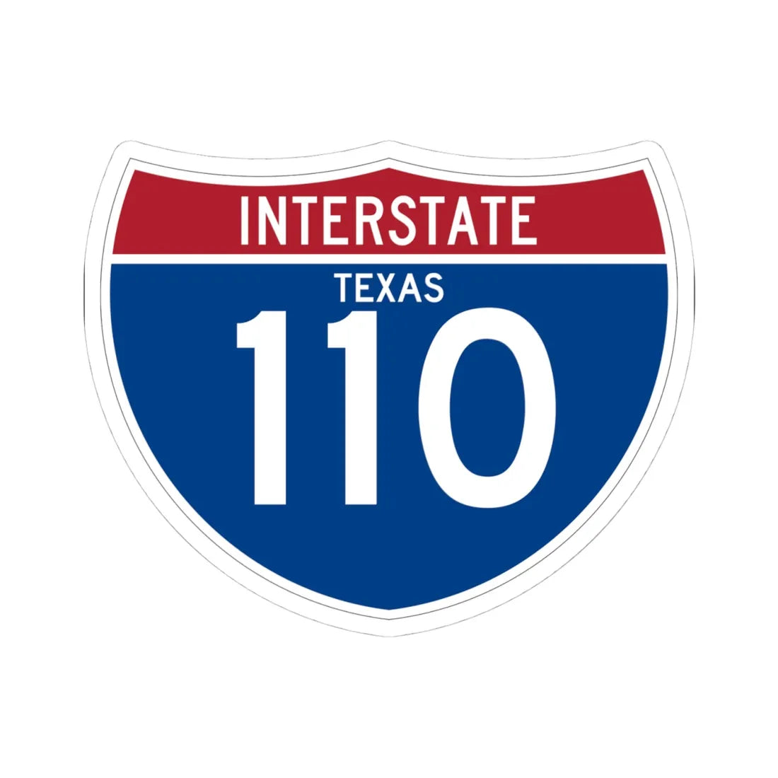 I-110 TX (Texas) (Road Sign) STICKER Vinyl Kiss-Cut Decal 4 Inch White - The Sticker Space
