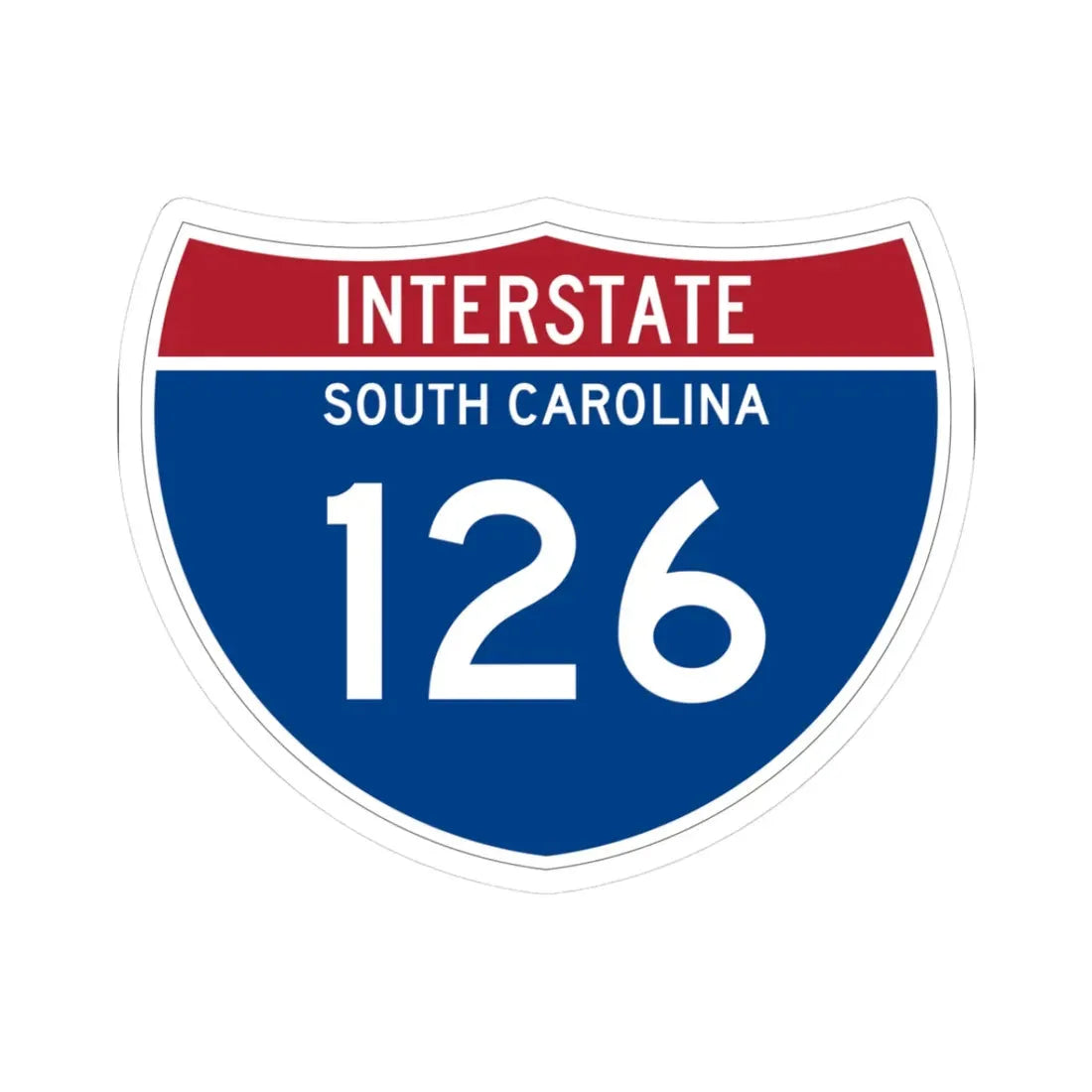 I-126 SC Metric (South Carolina) (Road Sign) STICKER Vinyl Kiss-Cut Decal 3 Inch White - The Sticker Space