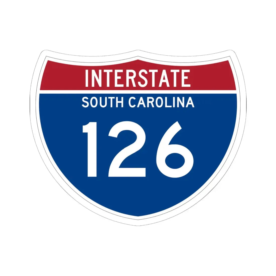 I-126 SC Metric (South Carolina) (Road Sign) STICKER Vinyl Kiss-Cut Decal 6 Inch White - The Sticker Space