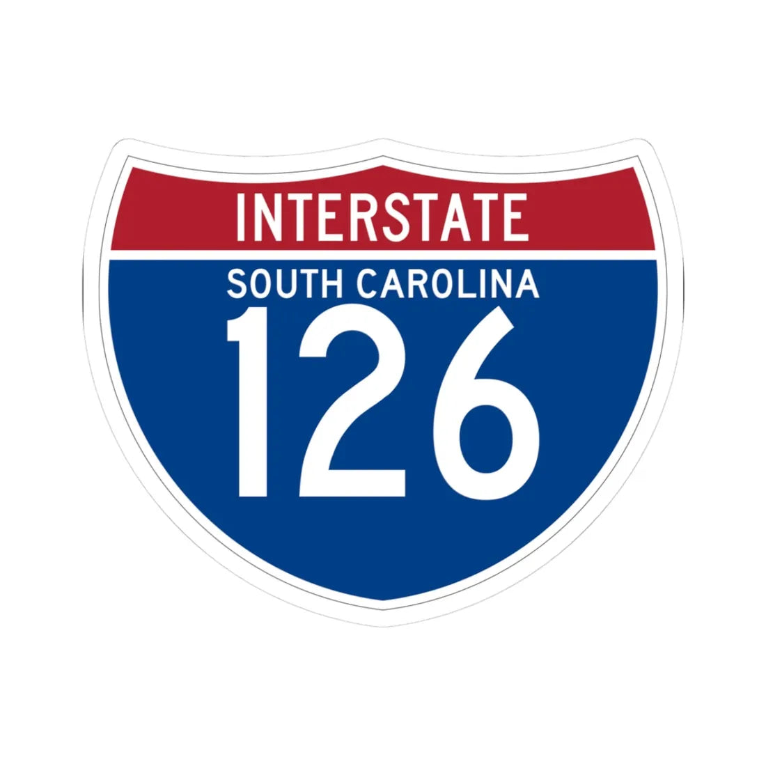 I-126 SC (South Carolina) (Road Sign) STICKER Vinyl Kiss-Cut Decal 3 Inch White - The Sticker Space