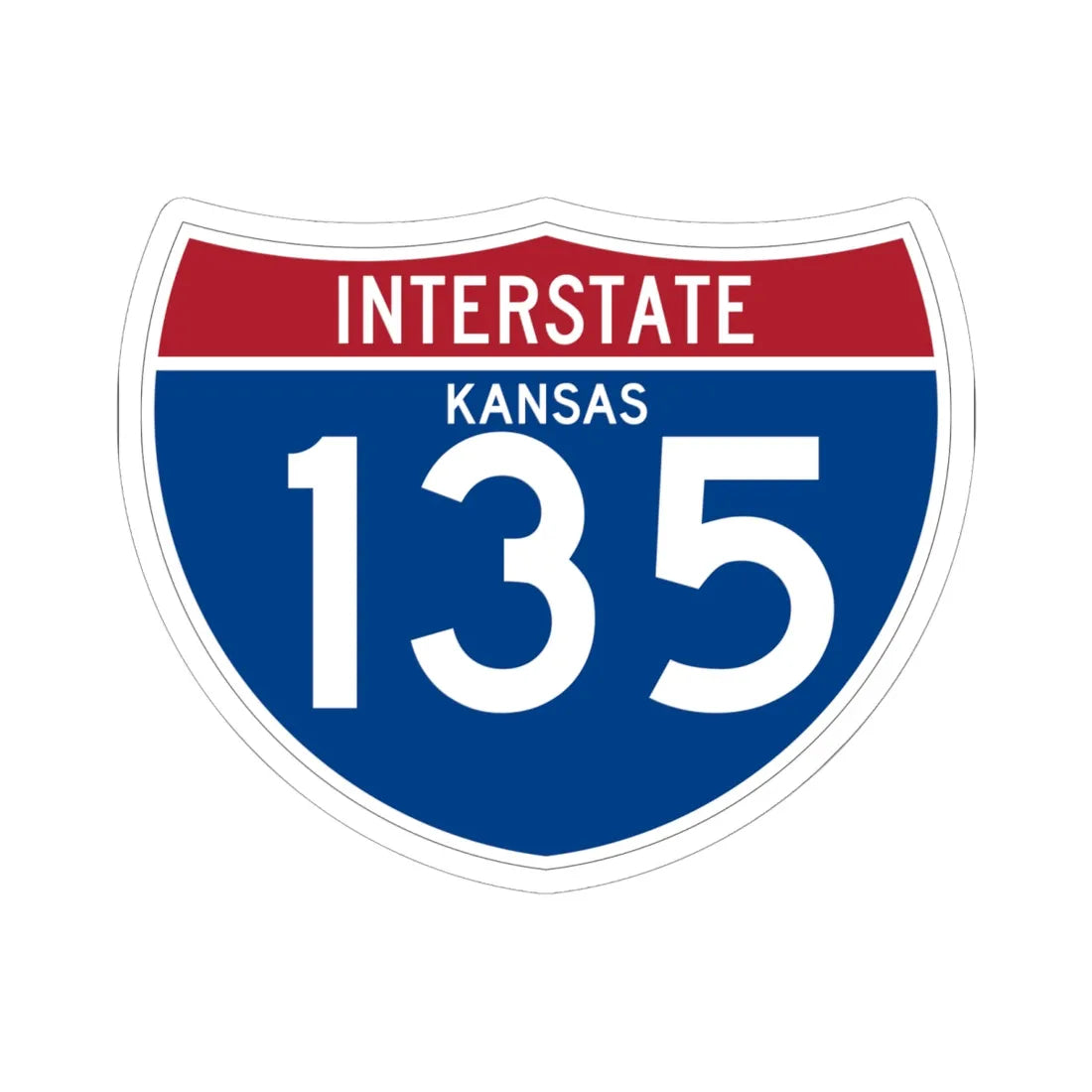 I-135 KS (Kansas) (Road Sign) STICKER Vinyl Kiss-Cut Decal 6 Inch White - The Sticker Space
