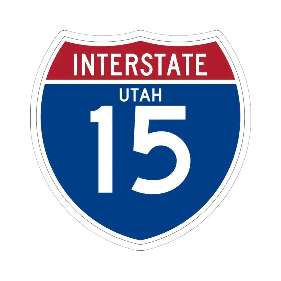 I-15 UT (Utah) (Road Sign) STICKER Vinyl Kiss-Cut Decal 6 Inch White - The Sticker Space