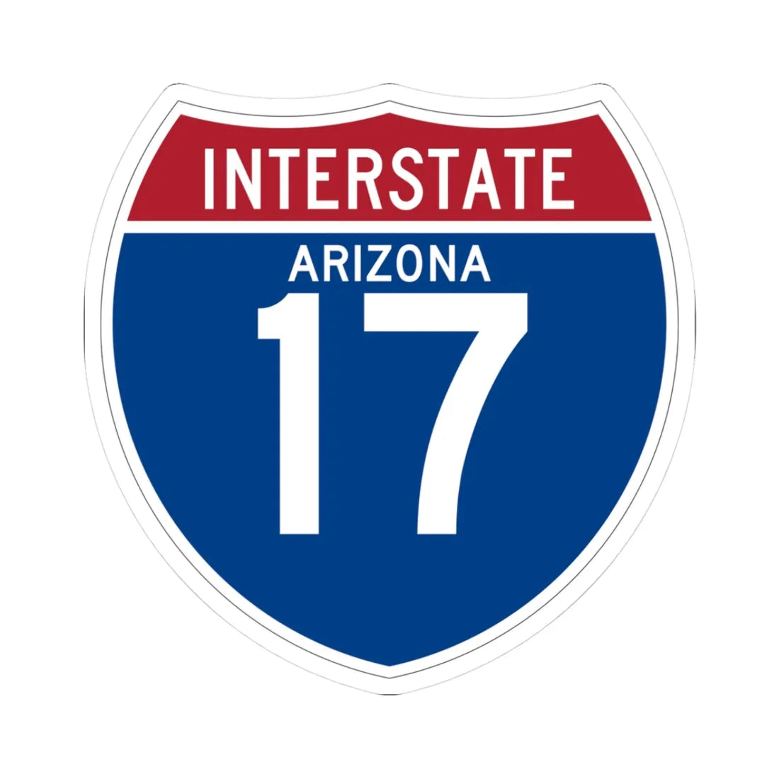 I-17 AZ (Arizona) (Road Sign) STICKER Vinyl Kiss-Cut Decal 3 Inch White - The Sticker Space