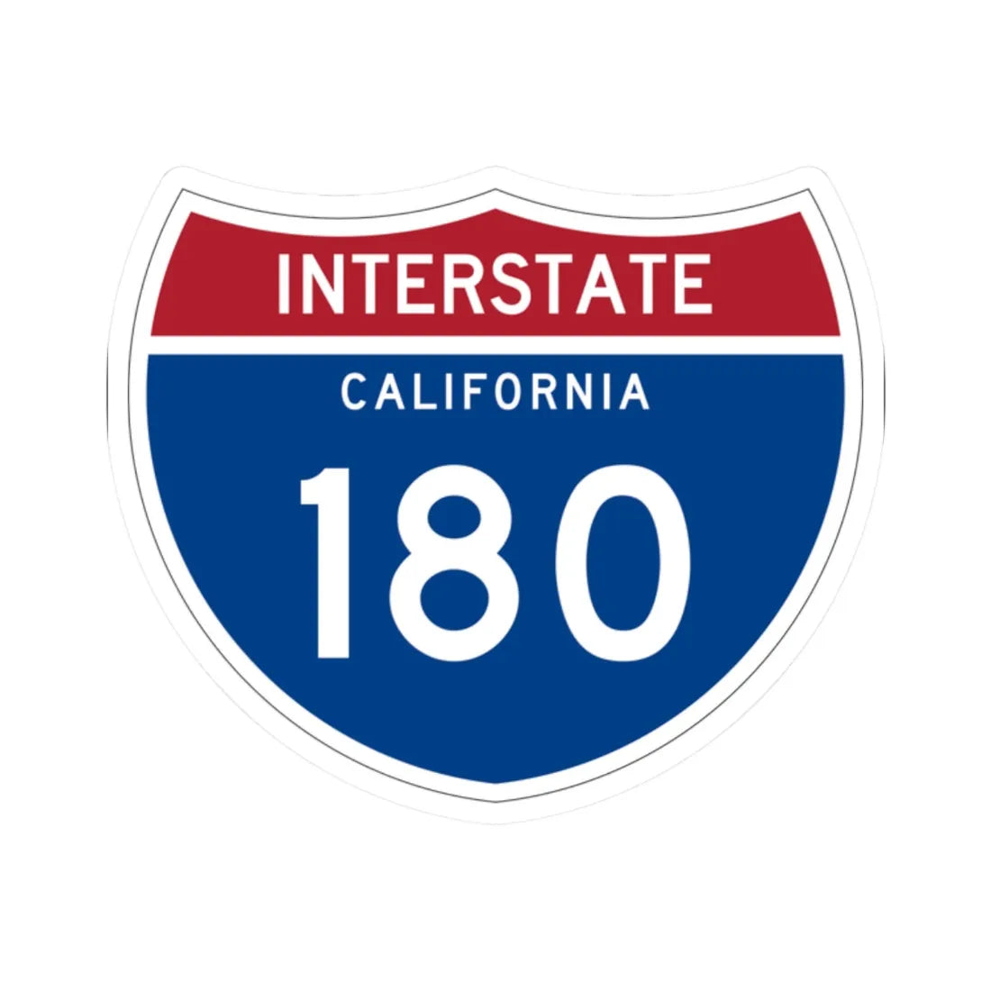 I-180 CA (California) (Road Sign) STICKER Vinyl Kiss-Cut Decal 2 Inch White - The Sticker Space