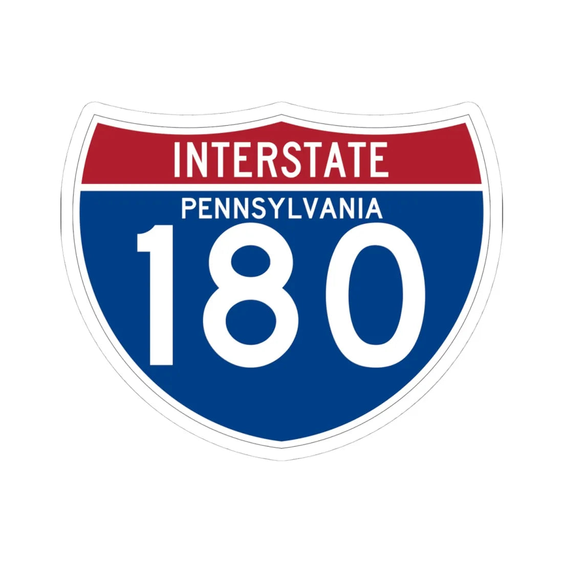 I-180 PA (Pennsylvania) (Road Sign) STICKER Vinyl Kiss-Cut Decal 4 Inch White - The Sticker Space
