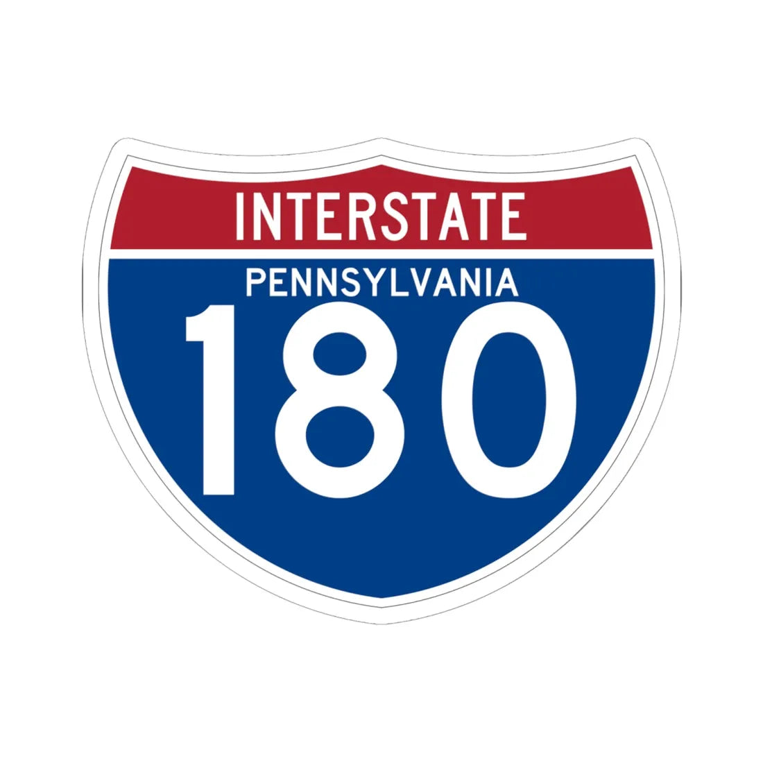 I-180 PA (Pennsylvania) (Road Sign) STICKER Vinyl Kiss-Cut Decal 6 Inch White - The Sticker Space