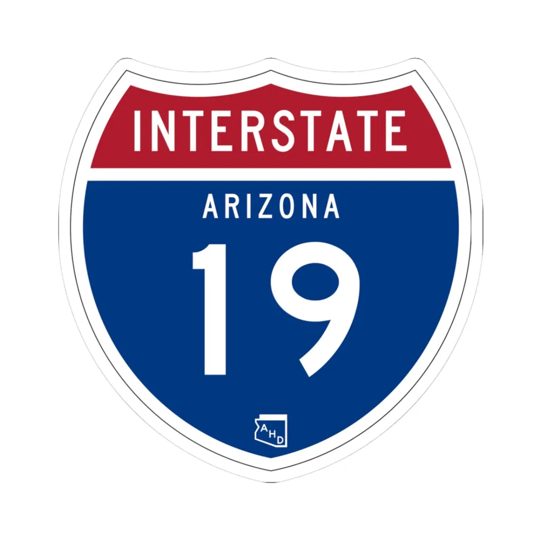 I-19 AZ 1957 (Arizona) (Road Sign) STICKER Vinyl Kiss-Cut Decal 3 Inch White - The Sticker Space