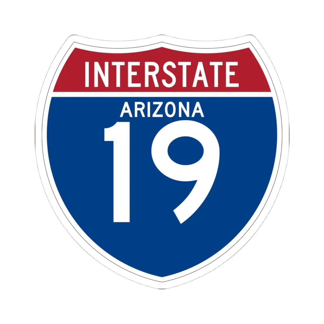 I-19 AZ (Arizona) (Road Sign) STICKER Vinyl Kiss-Cut Decal 4 Inch White - The Sticker Space