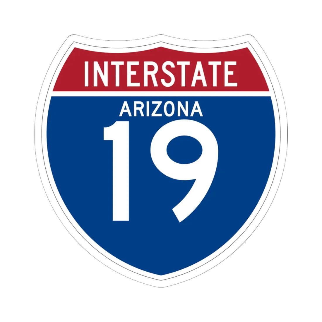 I-19 AZ (Arizona) (Road Sign) STICKER Vinyl Kiss-Cut Decal 6 Inch White - The Sticker Space
