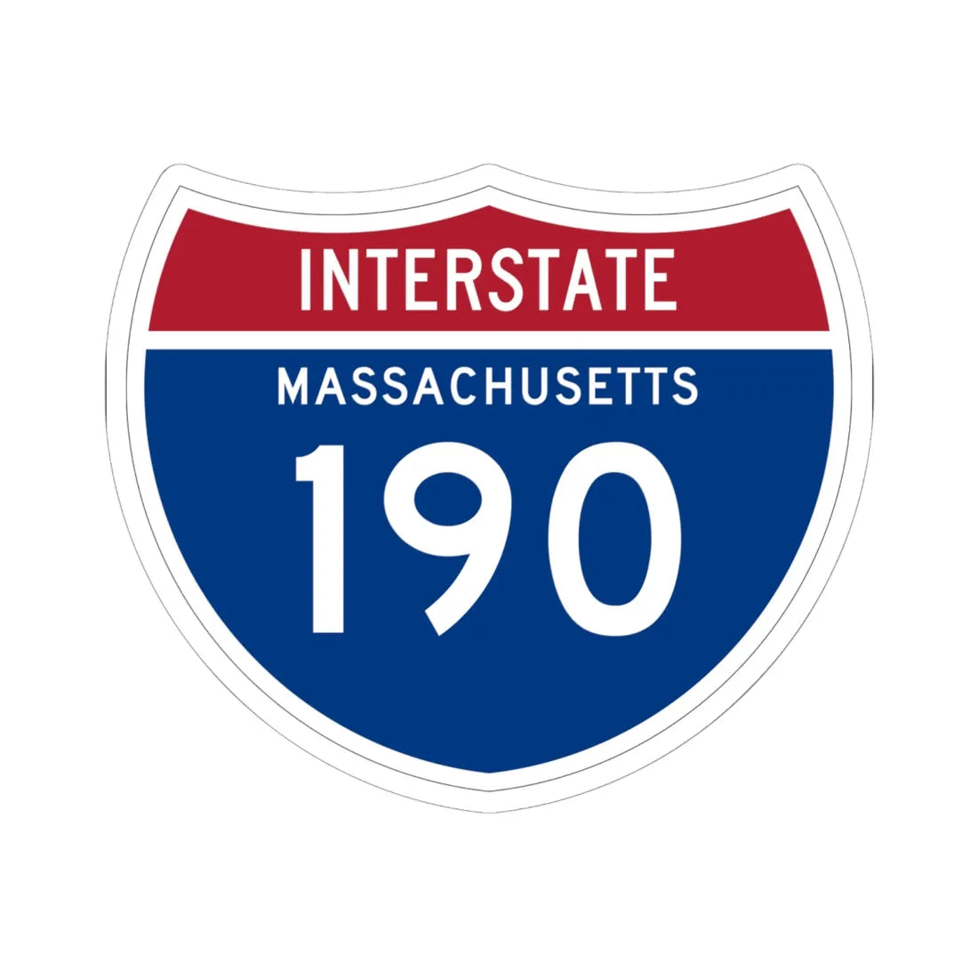 I-190 MA 1961 (Massachusetts) (Road Sign) STICKER Vinyl Kiss-Cut Decal 6 Inch White - The Sticker Space