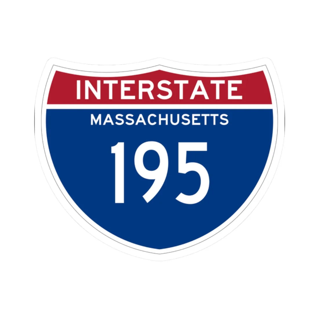 I-195 MA (Massachusetts) (Road Sign) STICKER Vinyl Kiss-Cut Decal 2 Inch White - The Sticker Space