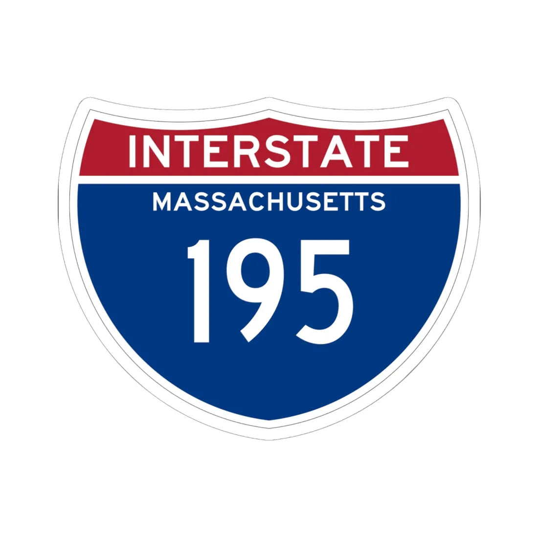 I-195 MA (Massachusetts) (Road Sign) STICKER Vinyl Kiss-Cut Decal 6 Inch White - The Sticker Space