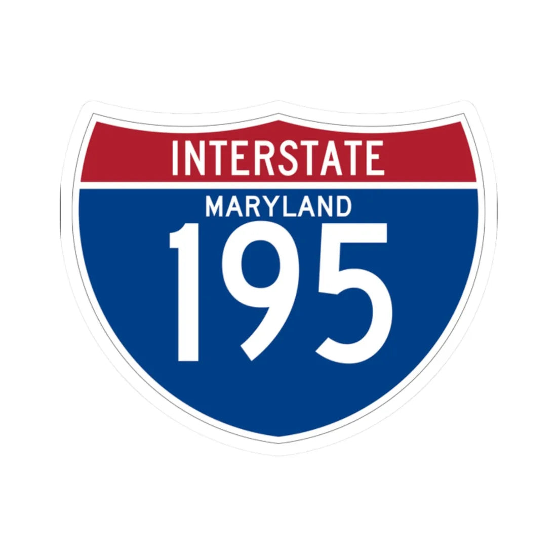 I-195 MD (Maryland) (Road Sign) STICKER Vinyl Kiss-Cut Decal 2 Inch White - The Sticker Space