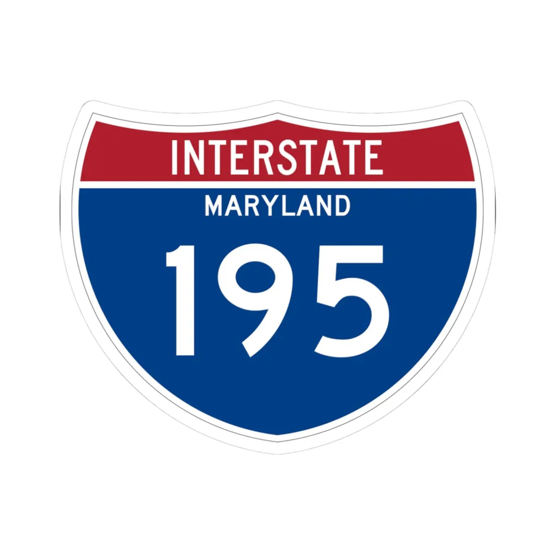 I-195 MD Metric (Maryland) (Road Sign) STICKER Vinyl Kiss-Cut Decal 3 Inch White - The Sticker Space