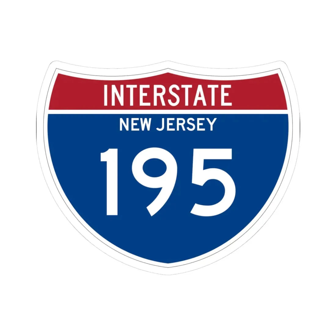 I-195 NJ Metric (New Jersey) (Road Sign) STICKER Vinyl Kiss-Cut Decal 3 Inch White - The Sticker Space