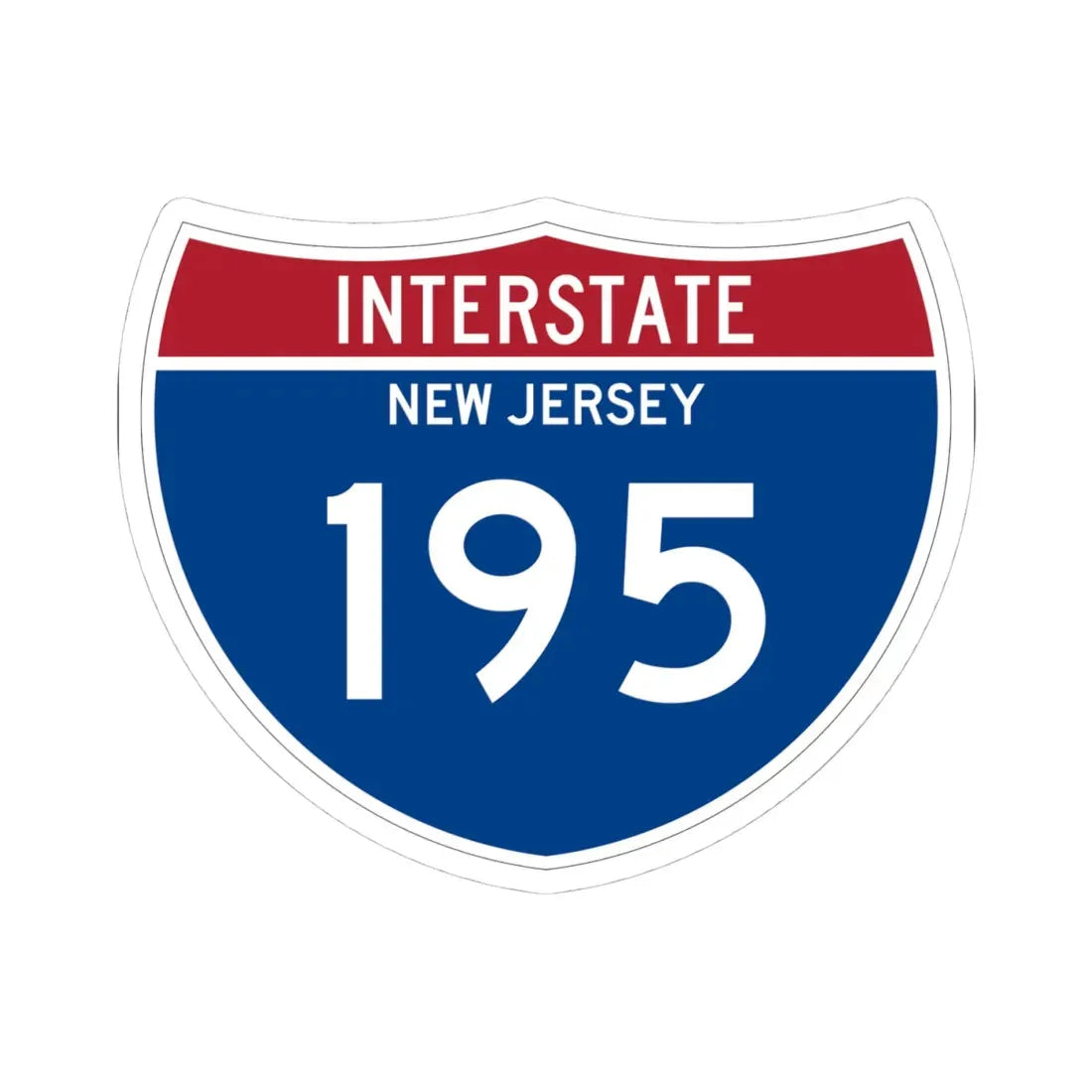 I-195 NJ Metric (New Jersey) (Road Sign) STICKER Vinyl Kiss-Cut Decal 4 Inch White - The Sticker Space
