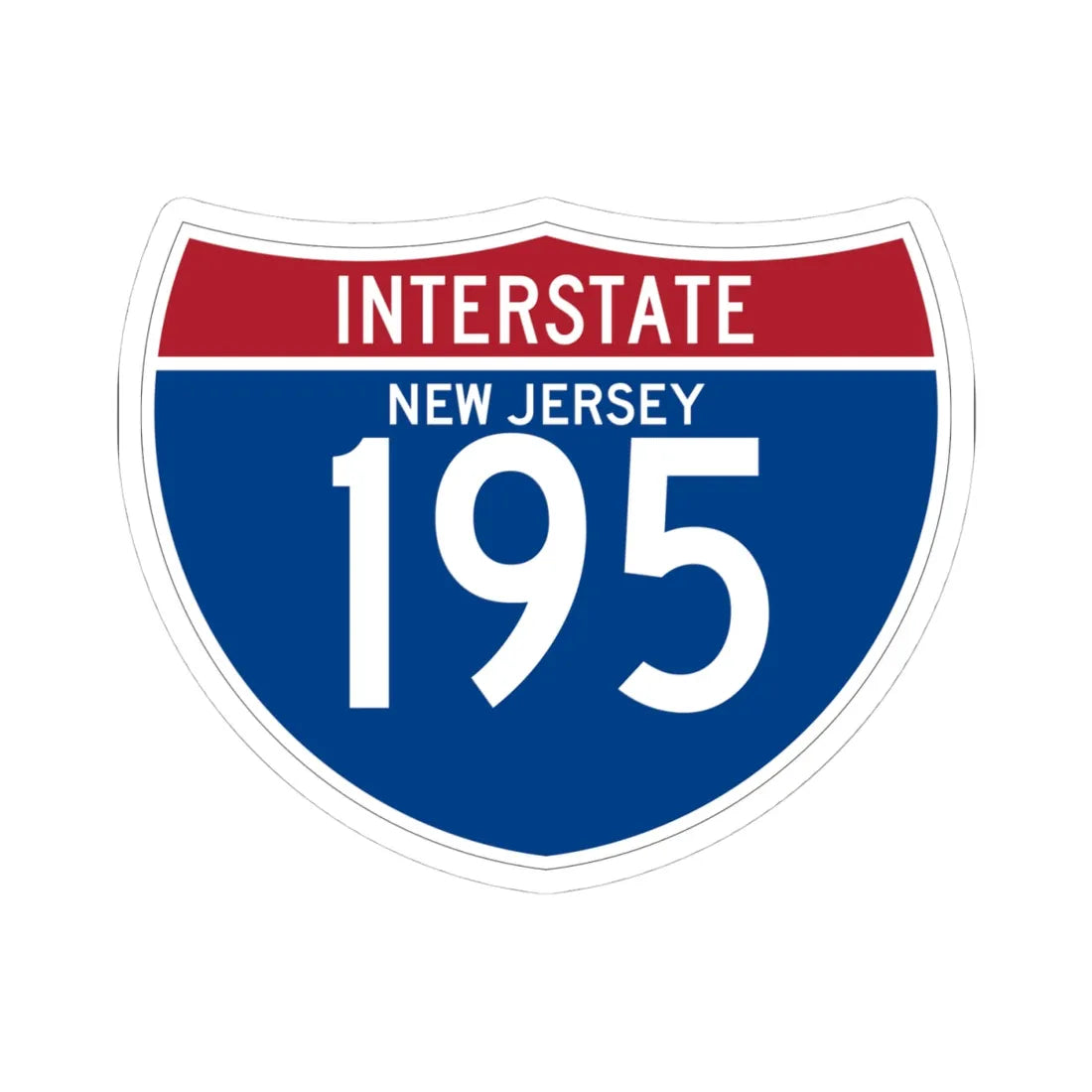 I-195 NJ (New Jersey) (Road Sign) STICKER Vinyl Kiss-Cut Decal 4 Inch White - The Sticker Space