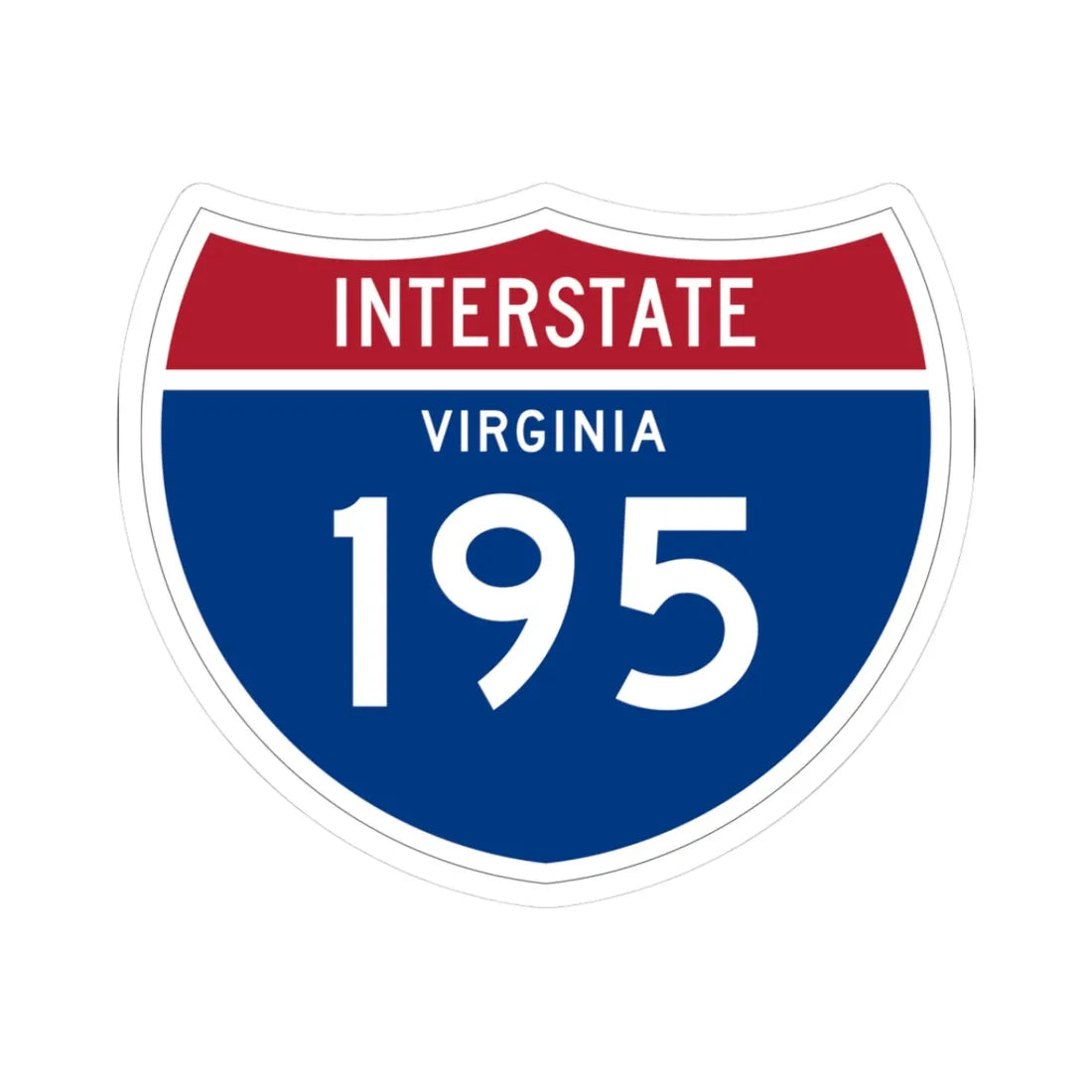 I-195 VA 1961 (Virginia) (Road Sign) STICKER Vinyl Kiss-Cut Decal 3 Inch White - The Sticker Space