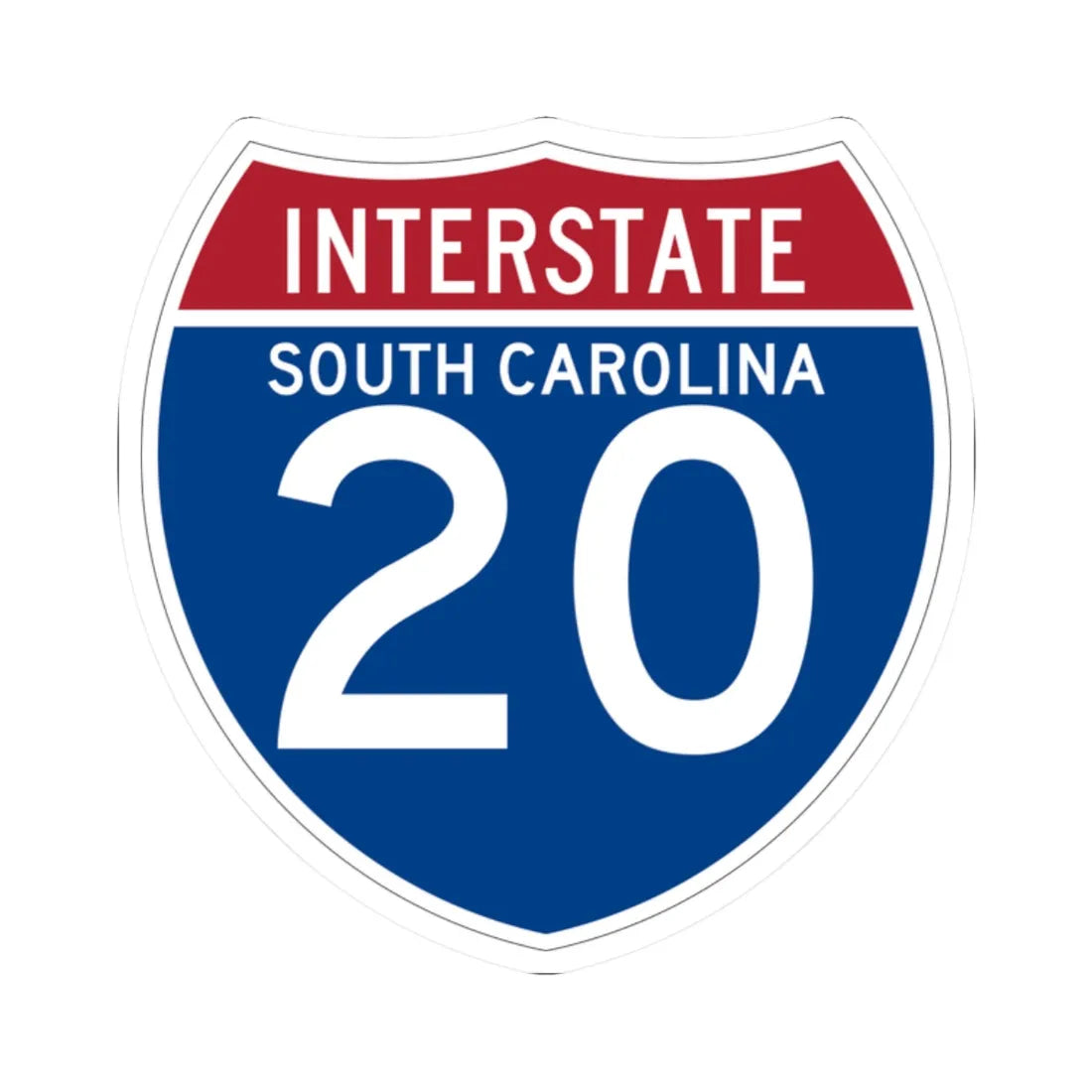 I-20 SC (South Carolina) (Road Sign) STICKER Vinyl Kiss-Cut Decal 2 Inch White - The Sticker Space