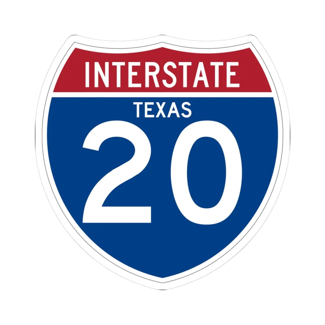 I-20 TX (Texas) (Road Sign) STICKER Vinyl Kiss-Cut Decal 3 Inch White - The Sticker Space