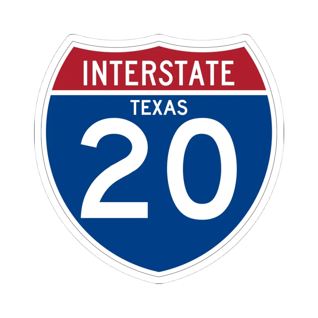 I-20 TX (Texas) (Road Sign) STICKER Vinyl Kiss-Cut Decal 4 Inch White - The Sticker Space