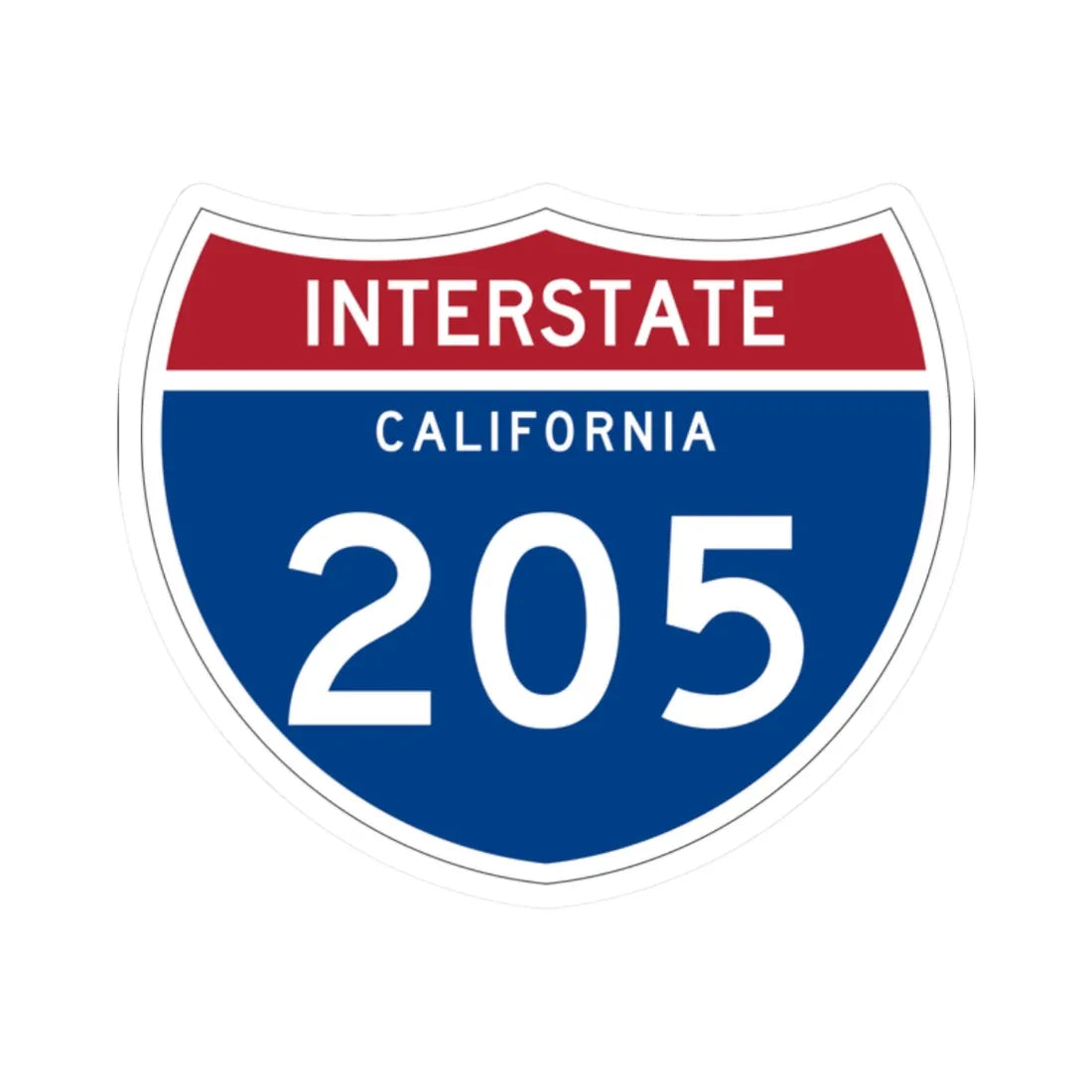 I-205 CA (California) (Road Sign) STICKER Vinyl Kiss-Cut Decal 2 Inch White - The Sticker Space
