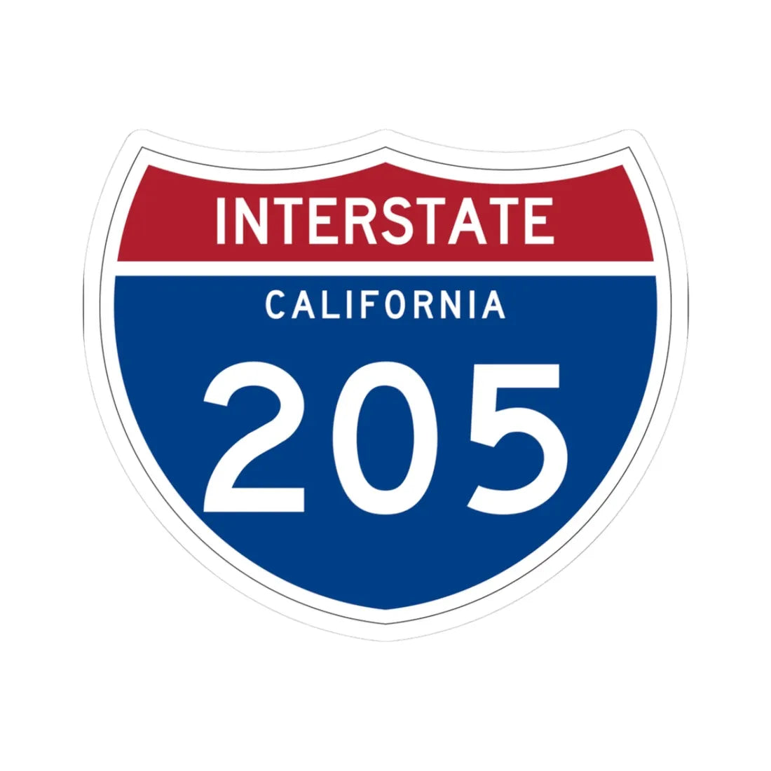 I-205 CA (California) (Road Sign) STICKER Vinyl Kiss-Cut Decal 3 Inch White - The Sticker Space