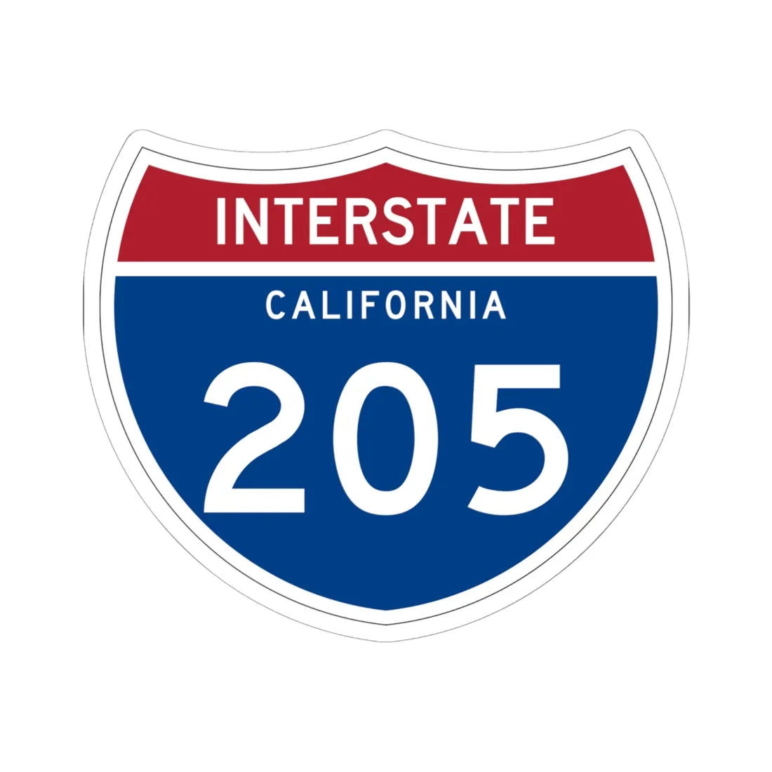 I-205 CA (California) (Road Sign) STICKER Vinyl Kiss-Cut Decal 6 Inch White - The Sticker Space