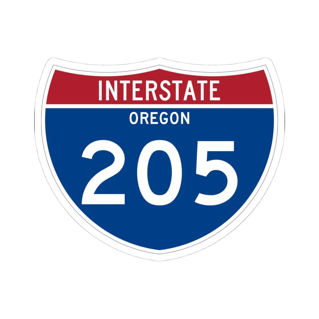 I-205 OR Metric (Oregon) (Road Sign) STICKER Vinyl Kiss-Cut Decal 4 Inch White - The Sticker Space
