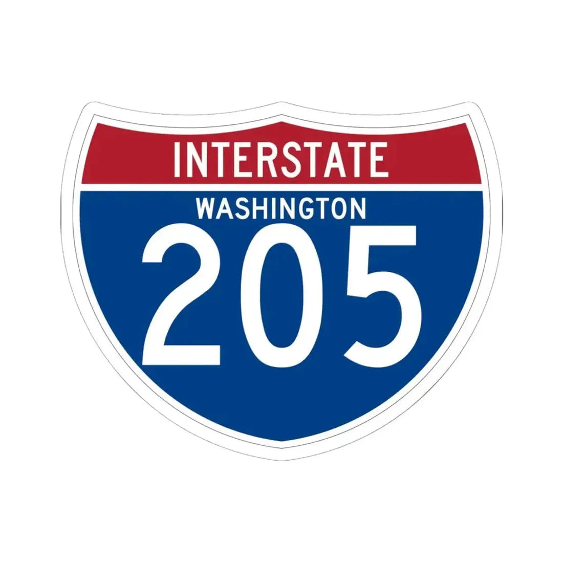I-205 WA (Washington) (Road Sign) STICKER Vinyl Kiss-Cut Decal 6 Inch White - The Sticker Space